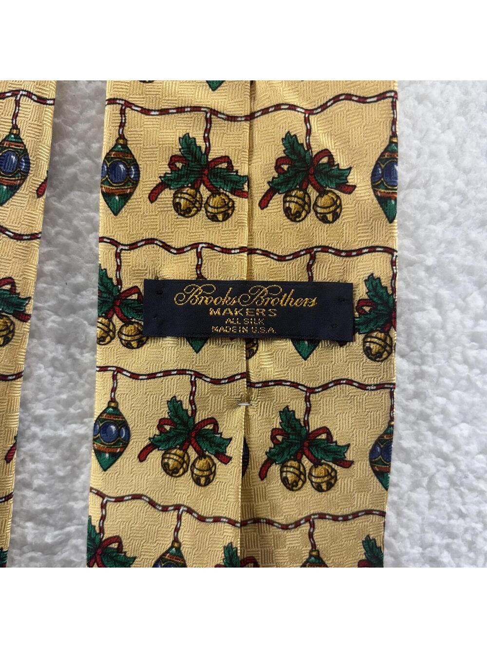 Vintage Brooks Brothers Makers 100% Silk Tie Christmas Holiday AOP MADE IN USA